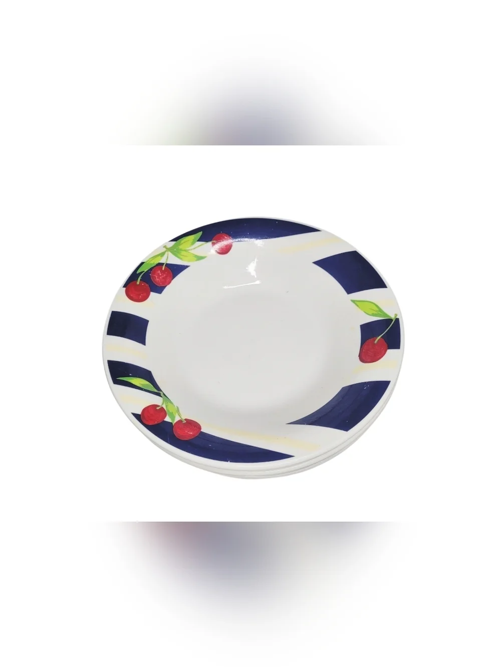 RARE 4 Vintage Cherry Stripe Bowl Set By Montgomery Wards